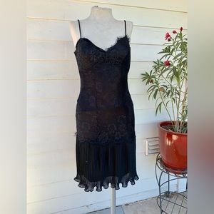 Betsey Johnson Black Lace Midi Slip Dress